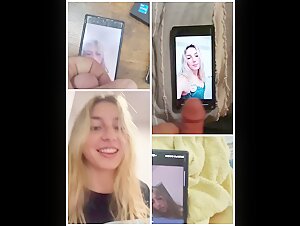 Hot Blonde let’s three guys cum to her on FaceTime