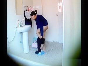 Korean Stepdaughter soaping in bathroom (hidden cam)